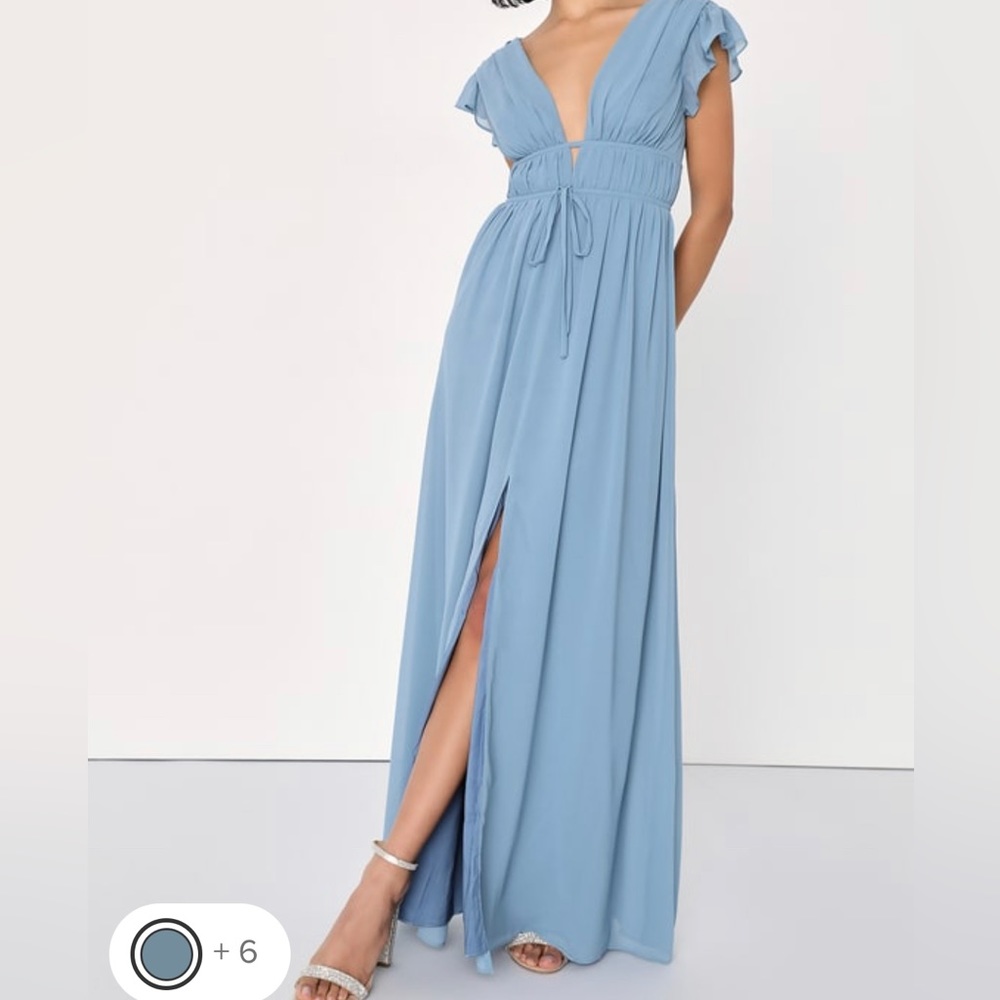 I’m All Yours Slate Blue Ruffled Maxi Dress